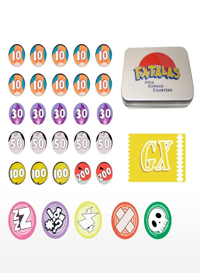 Extalas Damage and Status Counters Set of 31 Acrylic Effect Tokens Combatible with TCG (05) - Image 1